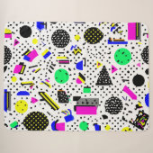 Neon Retro Memphis Geometric Chaos Pattern Sherpadecke (Vorderseite (Horizontal))