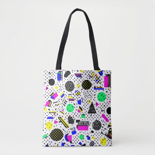 Neon Retro Memphis Geometric Chaos Pattern Tasche (Vorderseite)