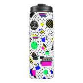 Neon Retro Memphis Geometric Chaos Pattern Thermosbecher (Vorderseite)