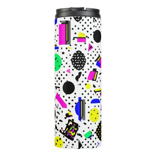 Neon Retro Memphis Geometric Chaos Pattern Thermosbecher (Rückseite)