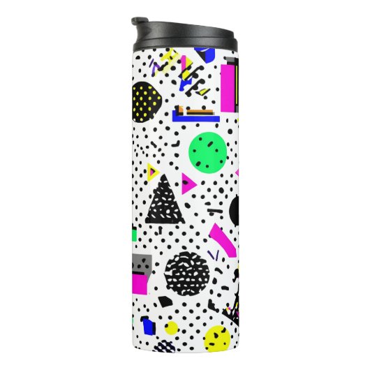 Neon Retro Memphis Geometric Chaos Pattern Thermosbecher (Nach rechts gedreht)
