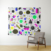 Neon Retro Memphis Geometric Chaos Pattern Wandteppich (Beispiel (Horizontal))