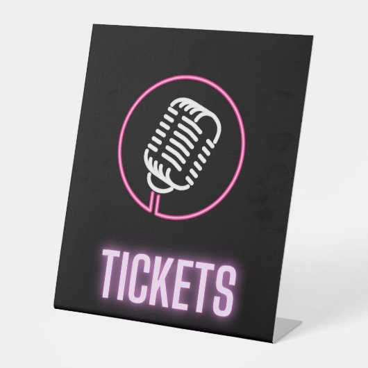 Neon Retro Mic Tickets Sockelschild (Vorderseite)