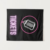 Neon Retro Mic Tickets Wandteppich (Vorderseite (Horizontal))