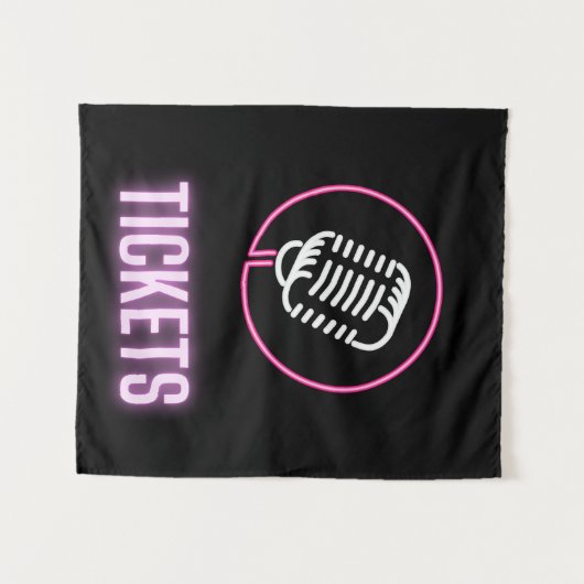Neon Retro Mic Tickets Wandteppich (Vorderseite (Horizontal))