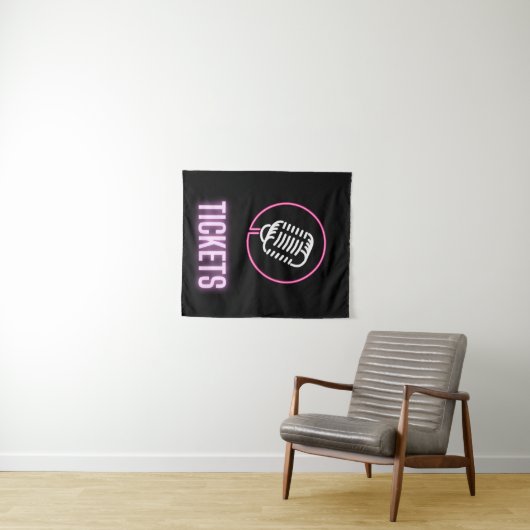 Neon Retro Mic Tickets Wandteppich (Beispiel (Horizontal))