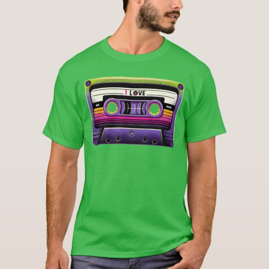 Neon Retro Mitape Mädchen T-Shirt (Vorderseite)