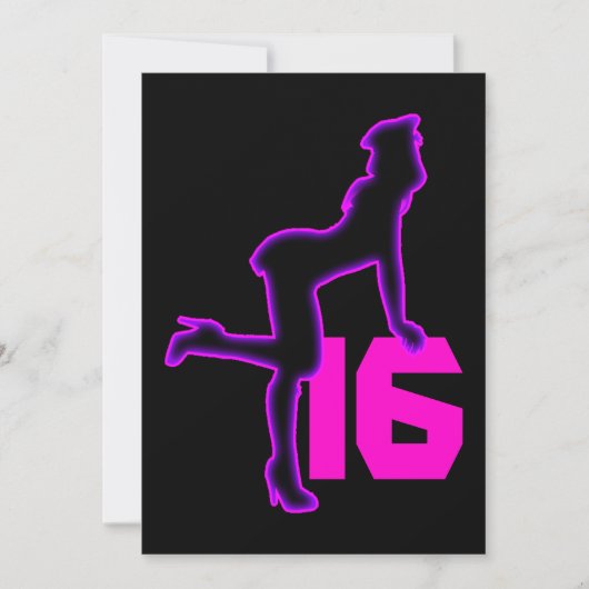 Neon Retro Pinup Lila Sweet 16 Geburtstag Einladung (Vorderseite)