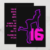 Neon Retro Pinup Lila Sweet 16 Geburtstag Einladung (Vorne/Hinten)