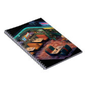 Neon Retro Pixel Diner Scene Notebook Notizblock (Rechte Seite)