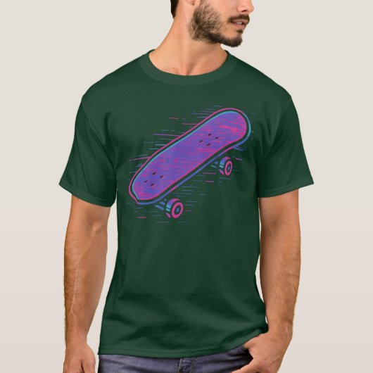 Neon Retro Skateboard-Design-Geschenk T-Shirt (Vorderseite)