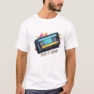 Neon-Retro-Sonnenuntergangs-Kassette Tape-Design T-Shirt