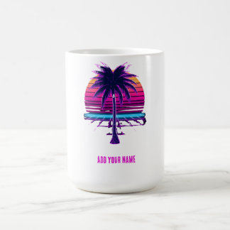 Neon Retro Synthwave Palmenbaum 80er Jahre Custom  Kaffeetasse