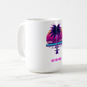Neon Retro Synthwave Palmenbaum 80er Jahre Custom Kaffeetasse (Vorderseite Links)
