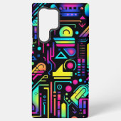 Neon Retro Tech Circuit Pattern Apple Samsung Case Galaxy Hülle (Rückseite)
