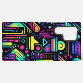 Neon Retro Tech Circuit Pattern Apple Samsung Case Galaxy Hülle (Rückseite (Horizontal))