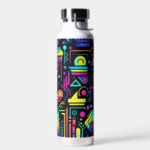 Neon Retro Tech Muster Wasserflasche oder Tumbler Trinkflasche (Links)