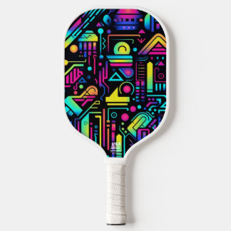 Neon Retro Tech Pickleball-Schläger | 80er Gamer Pickleball Schläger