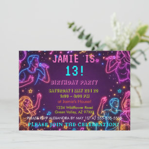 Neon Retro Unisex Farbige Geburtstagsfeier Einladung