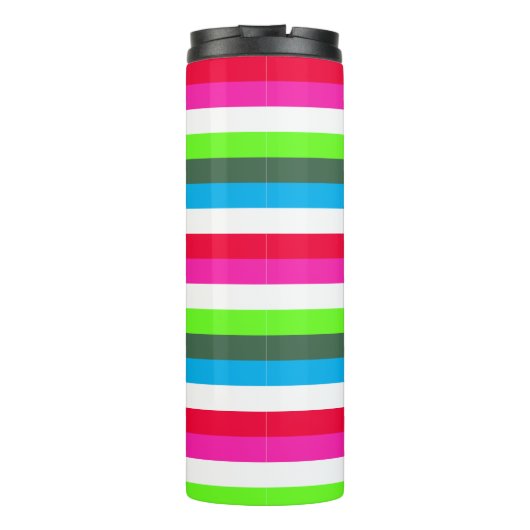 Neon Retro Weihnachtsstreifen individuell anpassba Thermosbecher (Rückseite)