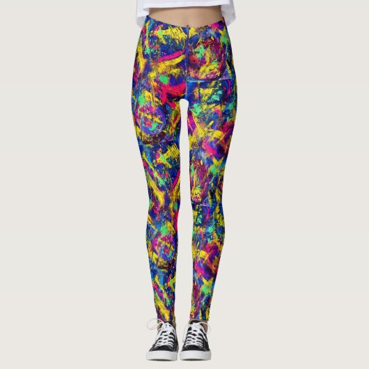 Neon Rewind Leggings aus den 80er Jahren (Vorderseite)