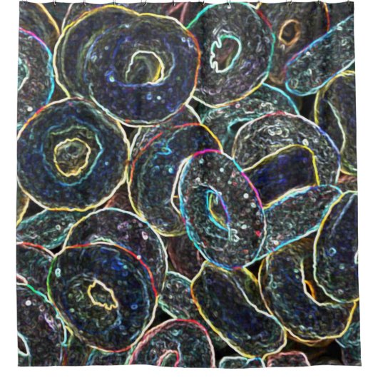 Neon Rings Duschvorhang (Vorderseite)