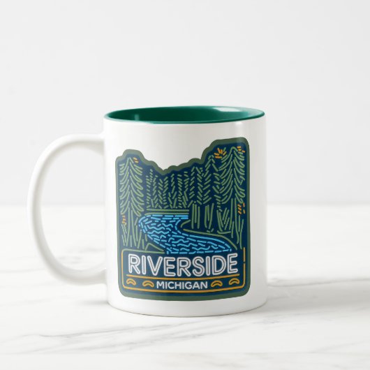 Neon Riverside Michigan Zweifarbige Tasse (Links)