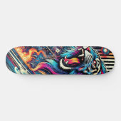 Neon Roaring Tiger Skateboard Skate Deck (Horizontal)