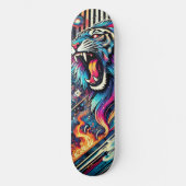Neon Roaring Tiger Skateboard Skate Deck (Vorderseite)