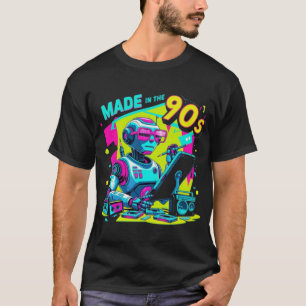 Neon Robot Designer Retro T - Shirt der 90er Jahre