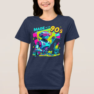 Neon Robot Designer Retro T - Shirt der 90er Jahre