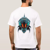 Neon Robotic Cicada Facace Art T-Shirt (Rückseite)