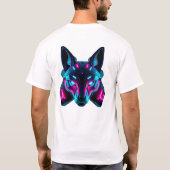 Neon Robotic Fox Face Art T-Shirt (Rückseite)