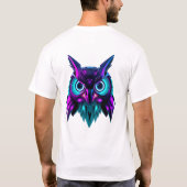 Neon Robotic Owl Face Art T-Shirt (Rückseite)
