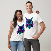 Neon Robotic Owl Face Art T-Shirt (Unisex)