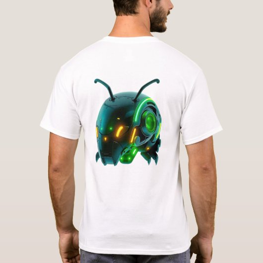 Neon Robotic Raupe Face T-Shirt (Rückseite)