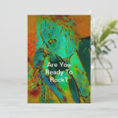 Neon Rock Singer Einladung (Stehend Vorderseite)