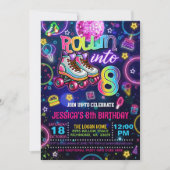 Neon Roller Skate 8. Geburtstag Einladung (Vorderseite)