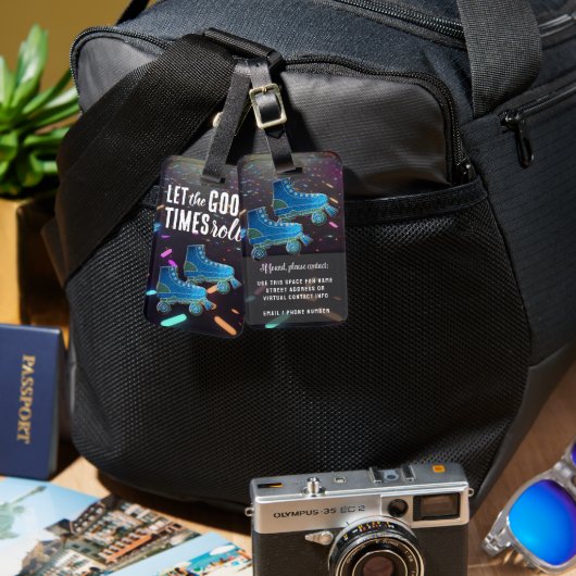 Neon Roller Skate Disco Dance Party Vibes Gepäckanhänger (Vorderseite & Rückseite)