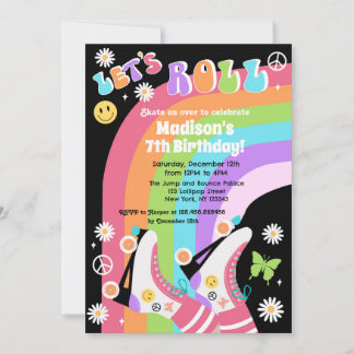 Neon Roller Skate Groovy Einladung zum Geburtstag