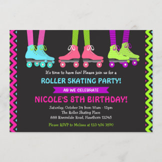 Neon Roller Skaten Einladung