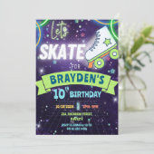 Neon Roller Skaten Glow Birthday Boy Einladung (Stehend Vorderseite)