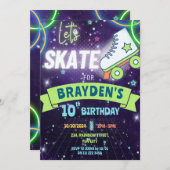 Neon Roller Skaten Glow Birthday Boy Einladung (Vorne/Hinten)