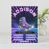 Neon Roller Skaten Party Einladung (Stehend Vorderseite)