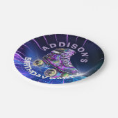 Neon Roller Skaten Party Paper Plate Pappteller (Schrägansicht)