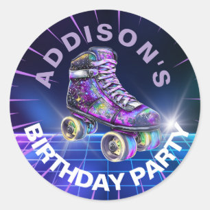 Neon Roller Skaten Party Runder Aufkleber