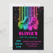Neon-Roller-Skating-Geburtstag | Glow-Party Einladung (Vorderseite)