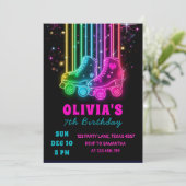 Neon-Roller-Skating-Geburtstag | Glow-Party Einladung (Stehend Vorderseite)