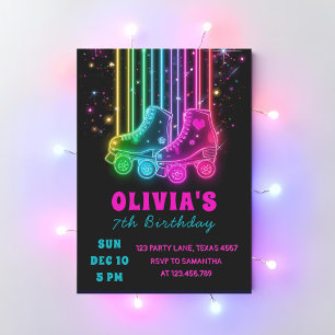 Neon-Roller-Skating-Geburtstag Glow-Party Einladung