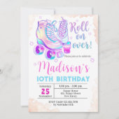 Neon Rollerskating Einladung zum Geburtstag (Vorderseite)